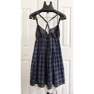 ✨ Vintage Havana Classics Plaid Boho Dress w/ Lace Hem & Crossback Straps | Sz M